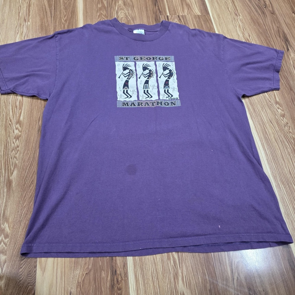 Vintage St George Marathon Shirt Mens 2XL Purple Port & Company 1999 Graphic Tee